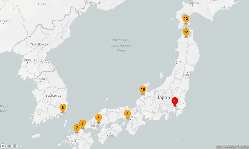 Route 14 Nächte - Kultur- und Küstenzauber Japans