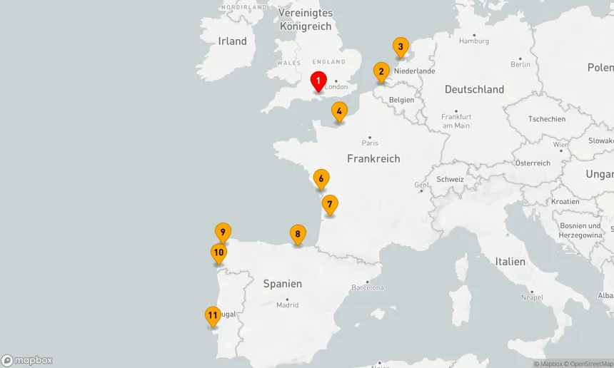 Route 10 Nächte - Kultur- und Küstenzauber Westeuropas