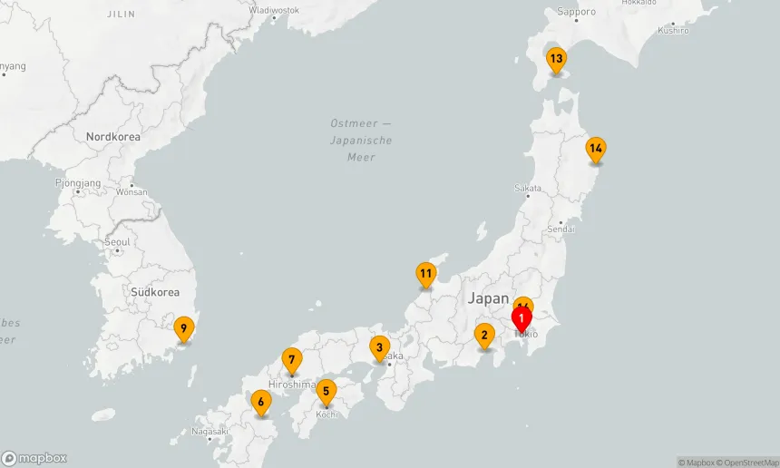 Route 15 Nächte - Kultur- und Naturwunder Japans und Koreas