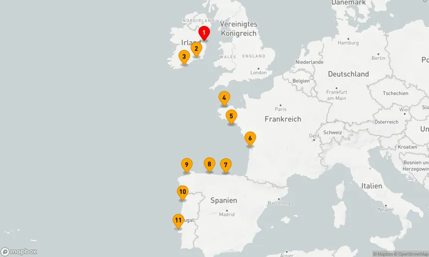 Route 10 Nächte - Kulturelle Entdeckungsreise von Dublin bis Porto