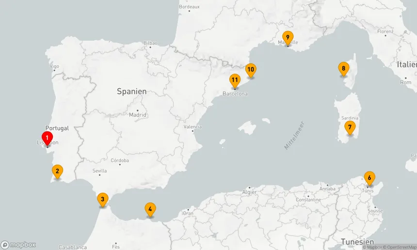 Route 10 Nächte - Kulturelle Entdeckungsreise von Lissabon nach Barcelona