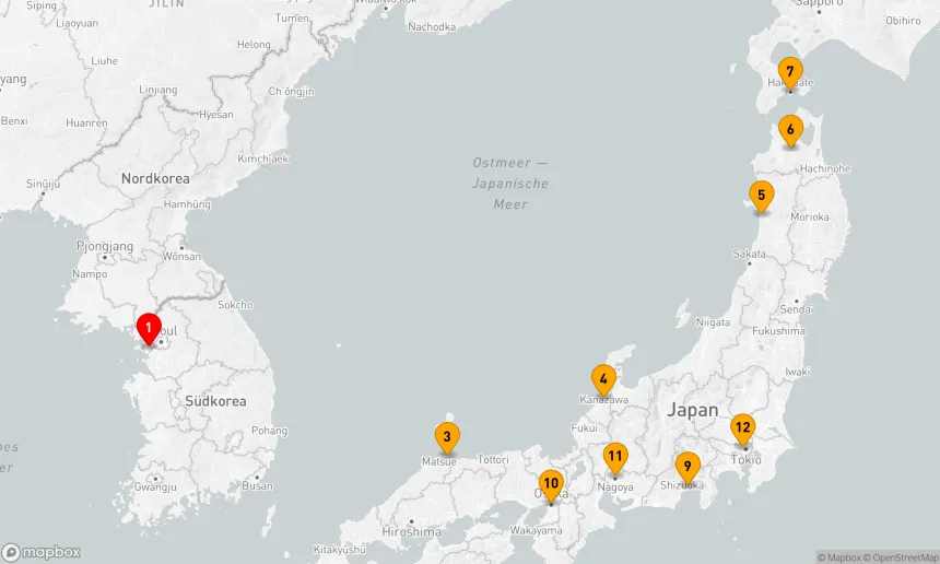 Route 11 Nächte - Kulturelle Entdeckungsreise zwischen Korea und Japan