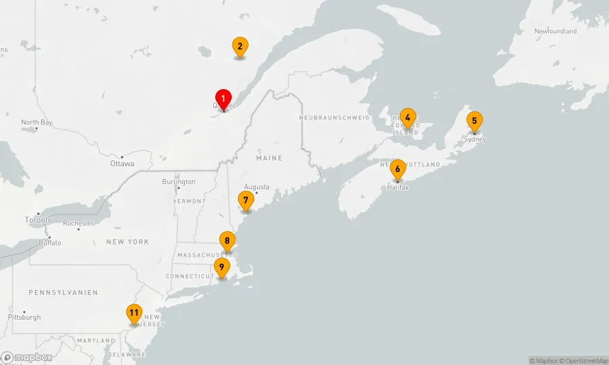 Route 10 Nächte - Kulturelle Küstenzauber zwischen Québec und Philadelphia