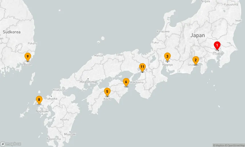 Route 11 Nächte - Kulturelle Schätze Japans und Koreas