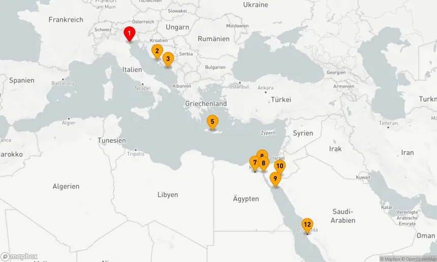 Route 11 Nächte - Kulturen und Küsten von Europa bis Arabien