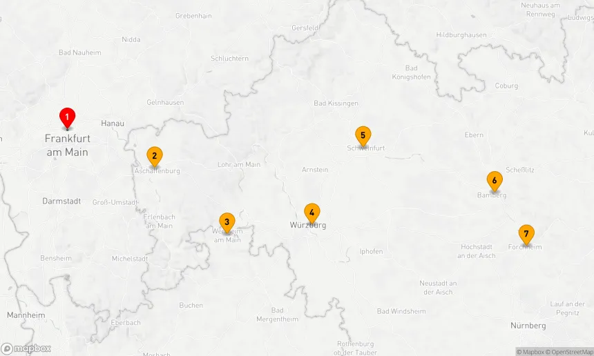 Route 7 Nächte - Kurs Main Erlebnis Frankfurt - Forchheim