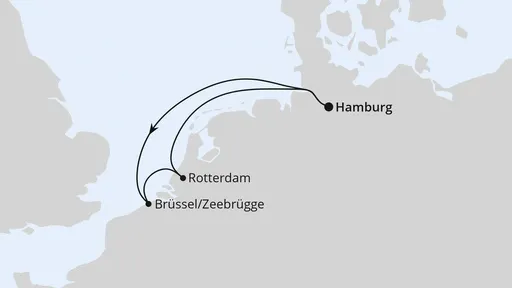 Route Kurzreise nach Belgien & Niederlande ab Hamburg