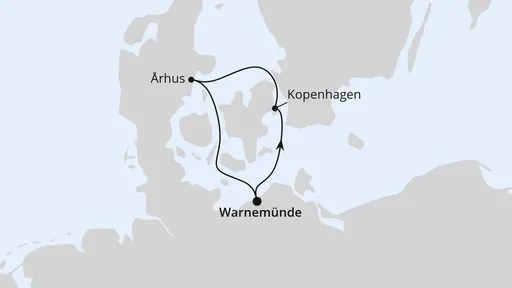 Route Kurzreise nach Dänemark ab Warnemünde