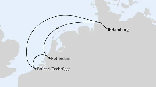 Route Kurzreise nach Niederlande & Belgien ab Hamburg