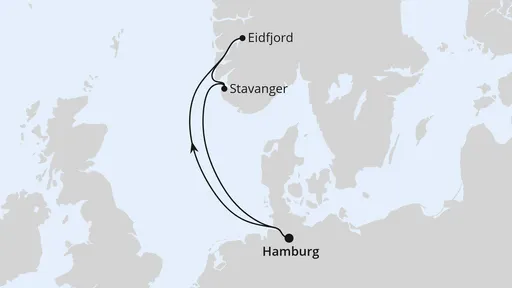Route Kurzreise nach Norwegen ab Hamburg