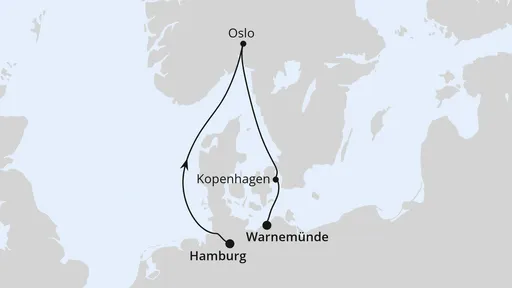Route Kurzreise nach Norwegen & Dänemark ab Hamburg