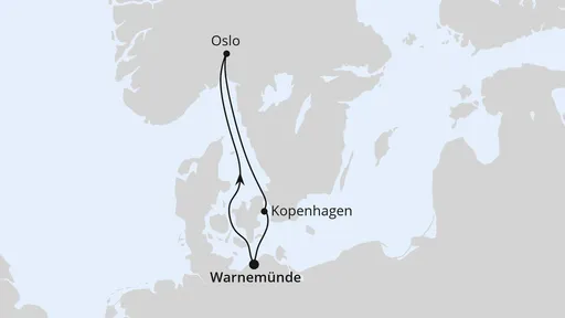 Route Kurzreise nach Norwegen & Dänemark ab Warnemünde