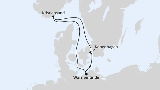 Route Kurzreise nach Norwegen & Dänemark ab Warnemünde