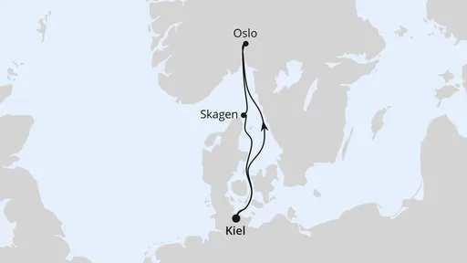 Route Kurzreise nach Oslo & Skagen ab Kiel