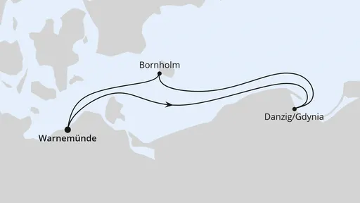 Route Kurzreise nach Polen & Dänemark ab Warnemünde