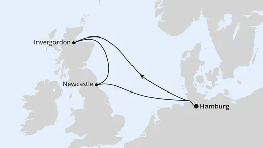Route Kurzreise nach Schottland ab Hamburg