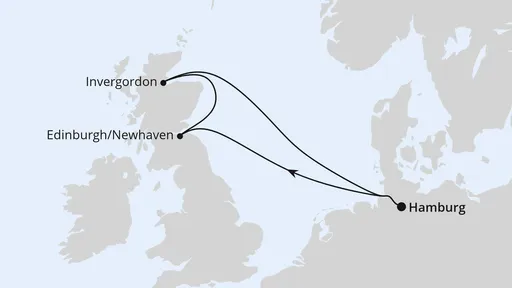 Route Kurzreise nach Schottland ab Hamburg