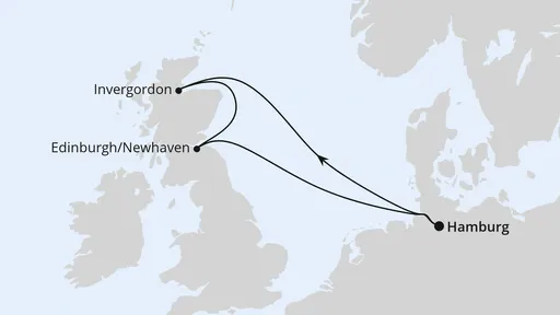 Route Kurzreise nach Schottland ab Hamburg
