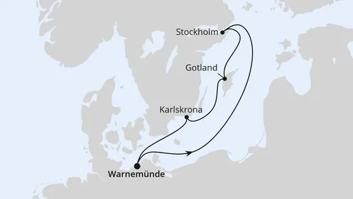 Route Kurzreise nach Schweden ab Warnemünde