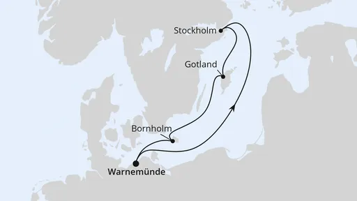 Route Kurzreise nach Schweden ab Warnemünde