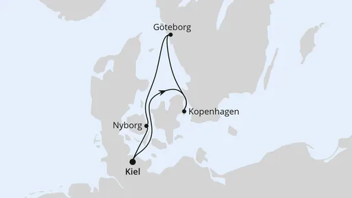 Route Kurzreise nach Skandinavien ab Kiel