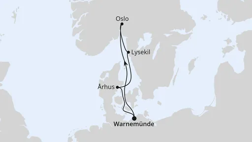 Route Kurzreise nach Skandinavien ab Warnemünde