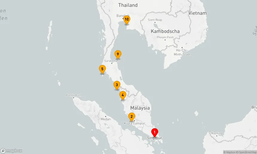 Route 12 Nächte - Malaysia und Thailand