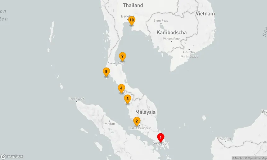 Route 12 Nächte - Malaysia und Thailand