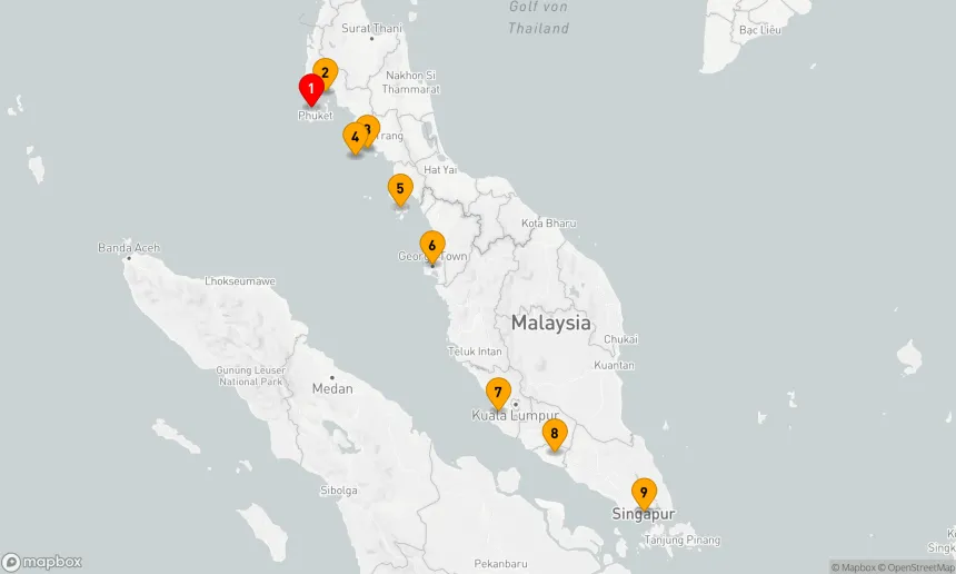 Route 8 Nächte - Malaysia und Thailand,  zwischen Kultur und Inselwelten