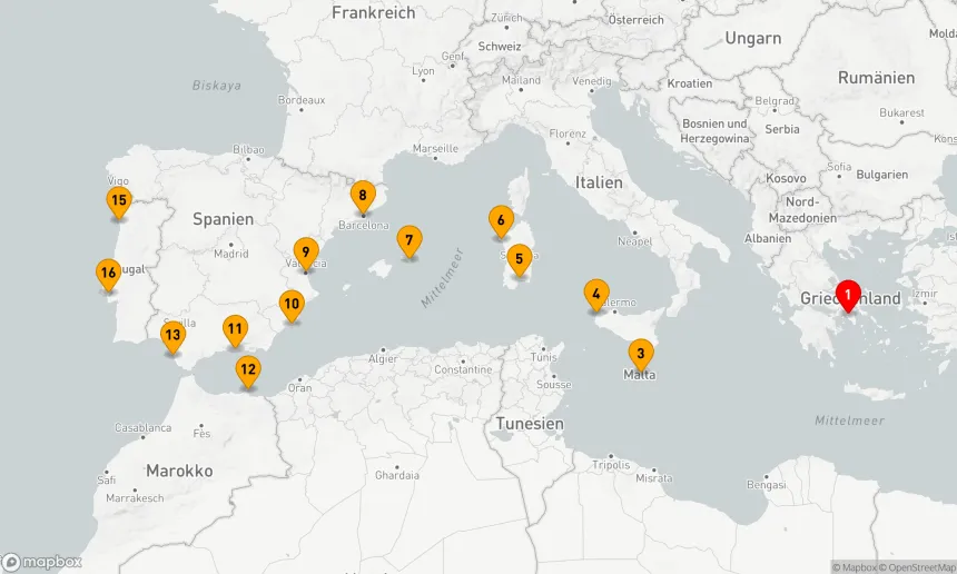 Route 15 Nächte - MALTA, ITALIEN, SPANIEN & PORTUGAL