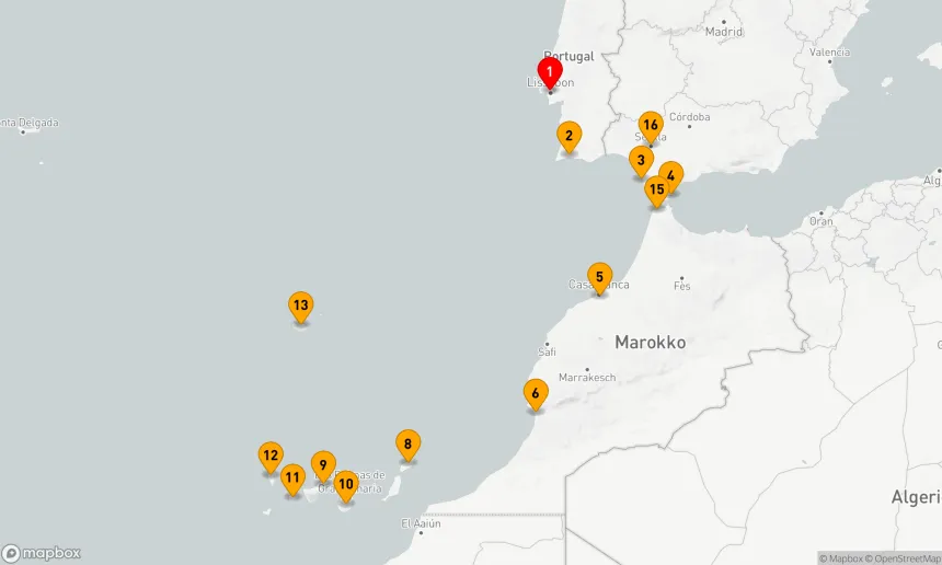 Route 19 Nächte - MAROKKO, KANARISCHE INSELN & SPANIEN KOMBINIERTE KREUZFAHRT: CASABLANCA, TENERIFFA & SEVILLA