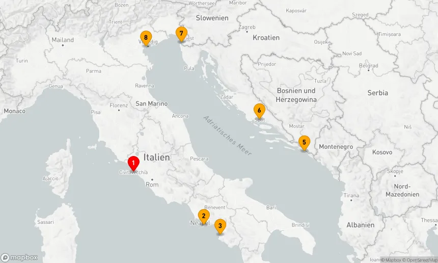 Route 7 Nächte - Mediterrane Eleganz: Entdeckungen zwischen Rom und Venedig