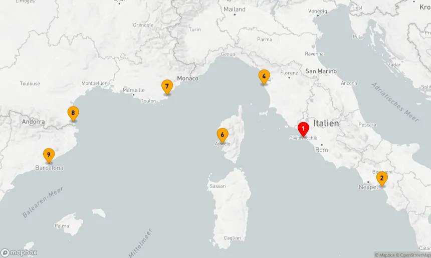Route 8 Nächte - Mediterrane Eleganz: Von der Ewigen Stadt bis zur katalanischen Küste
