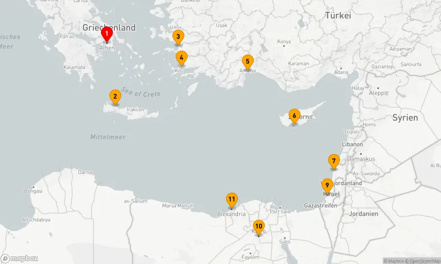 Route 12 Nächte - Mediterrane Entdeckungsreise: Kulturschätze und Traumhafte Küsten