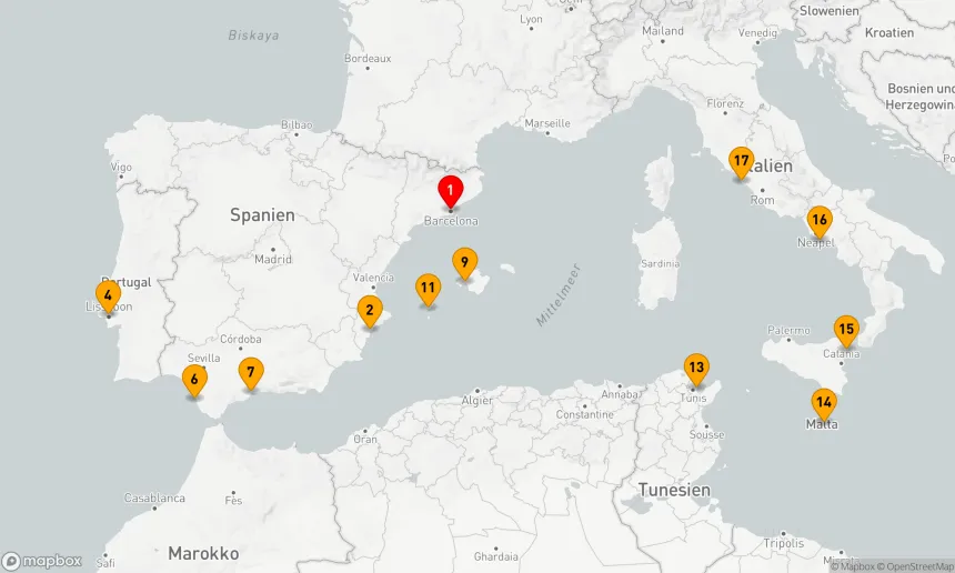 Route 16 Nächte - Mediterrane Entdeckungsreise von der Costa Brava bis zur Ewigen Stadt