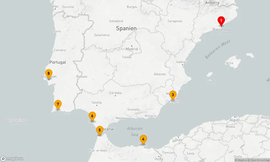 Route 7 Nächte - Mediterrane Entdeckungsreise: Von Katalonien nach Lissabon