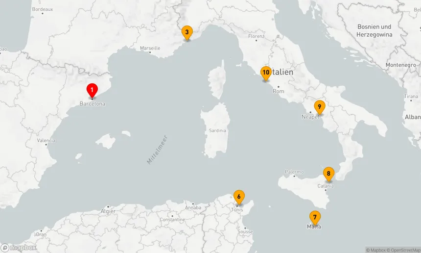 Route 9 Nächte - Mediterrane Entdeckungsreise: Von Katalonien nach Rom