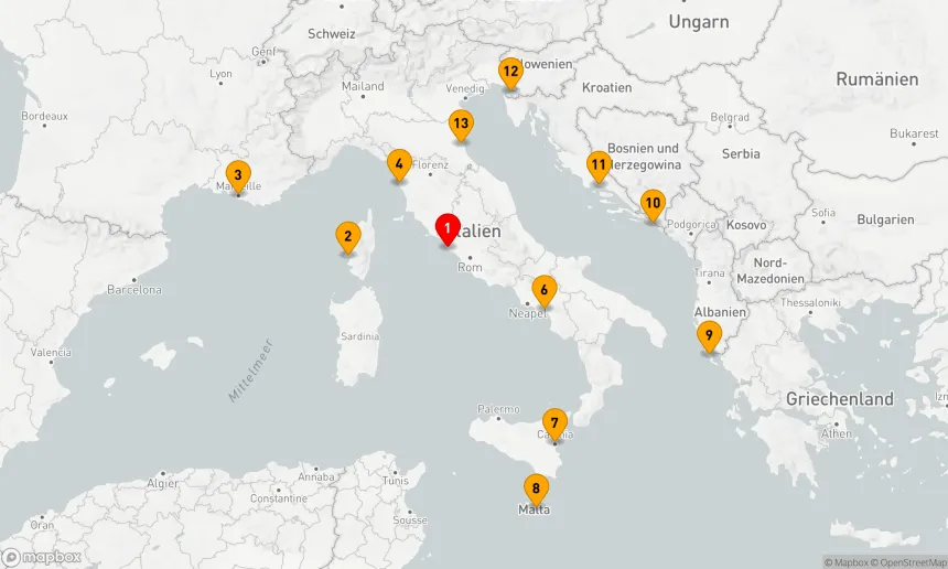 Route 12 Nächte - Mediterrane Entdeckungsreise von Rom bis Ravenna