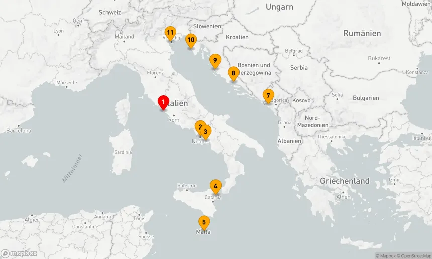 Route 10 Nächte - Mediterrane Entdeckungsreise von Rom bis Venedig