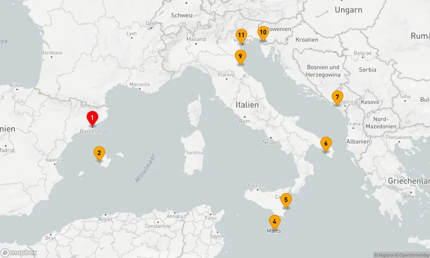 Route 10 Nächte - Mediterrane Entdeckungsreise von Spanien nach Italien