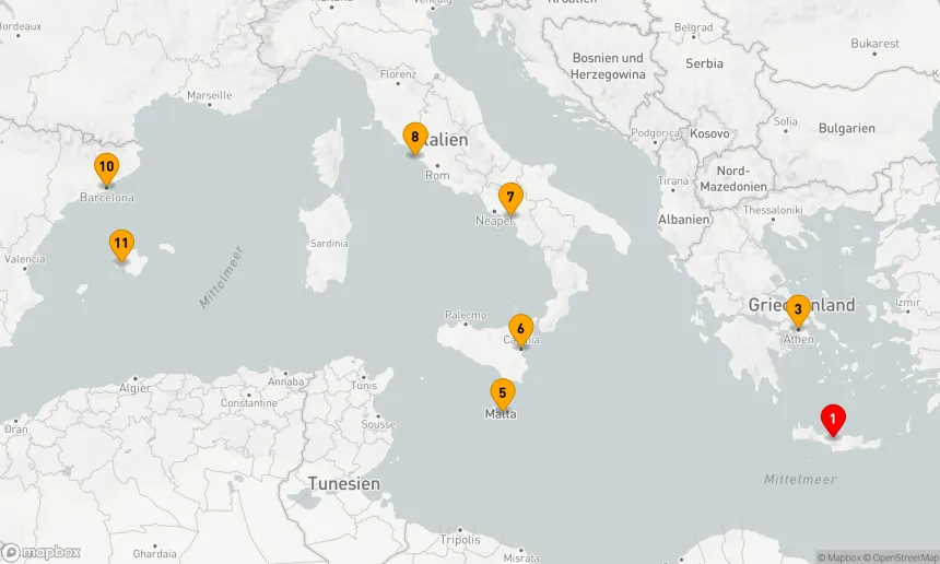 Route 10 Nächte - Mediterrane Höhepunkte und Inselschönheiten
