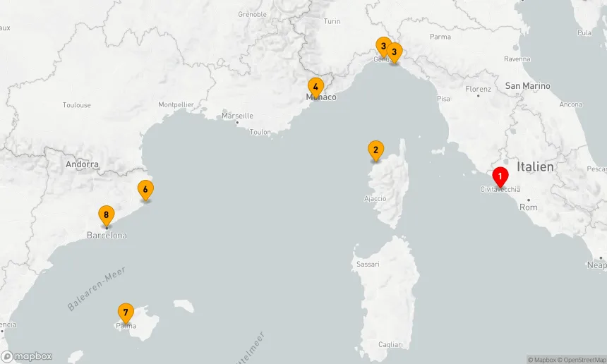 Route 7 Nächte - Mediterrane Küstenschätze: Von Rom nach Barcelona