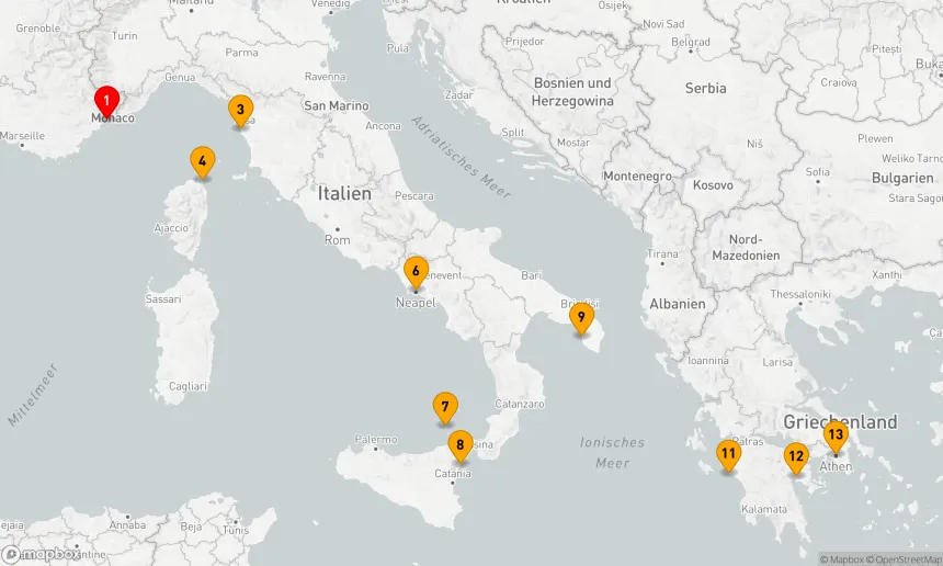 Route 12 Nächte - Mediterrane Kultur und Küstenzauber