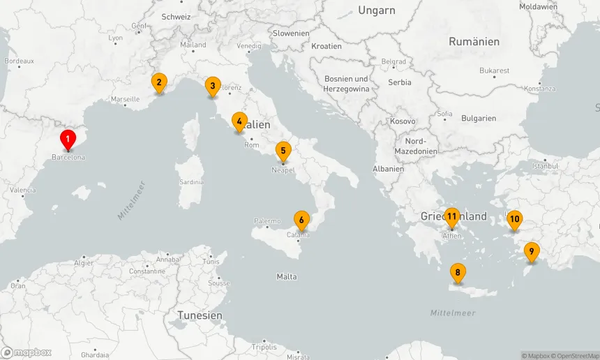 Route 10 Nächte - MEDITERRANE Pracht: Frankreich, Italien und Griechenland