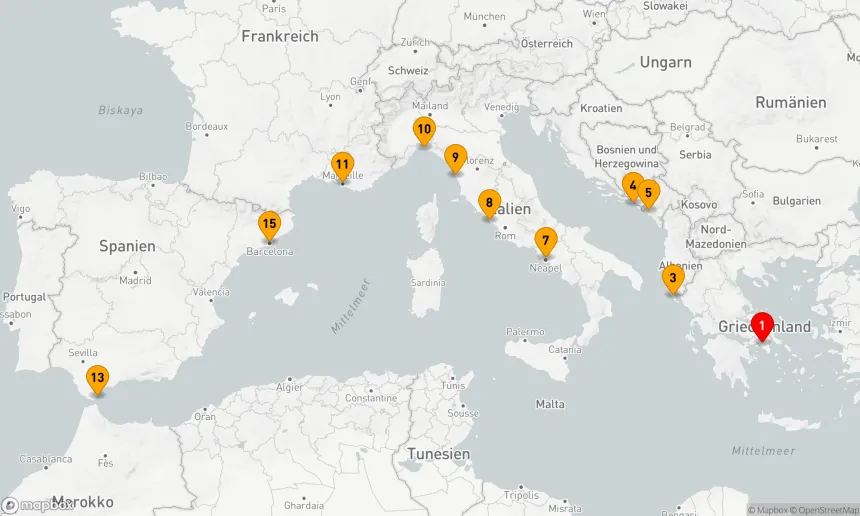 Route 14 Nächte - MEDITERRANE PRACHT: GRIECHENLAND, KROATIEN & ITALIEN