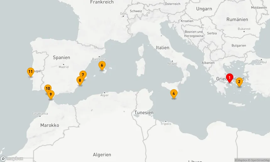 Route 10 Nächte - MEDITERRANE PRACHT: GRIECHENLAND, MALTA & SPANIEN