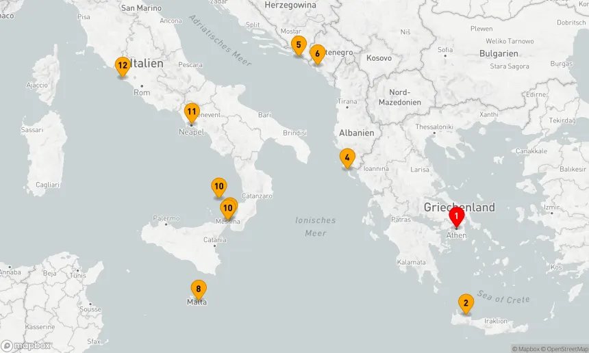 Route 11 Nächte - MEDITERRANE Pracht: GRIECHISCHE INSELN, ITALIEN & MALTA