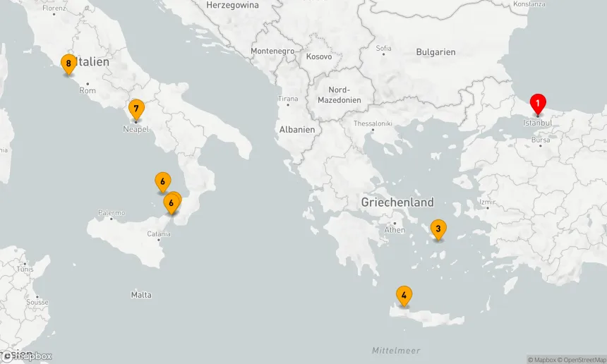 Route 7 Nächte - MEDITERRANE Pracht: GRIECHISCHE INSELN, SIZILIEN & NEAPEL