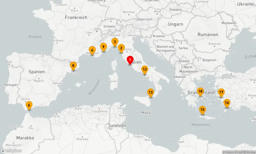 Route 17 Nächte - MEDITERRANE Pracht: ITALIEN, FRANKREICH & GRIECHISCHE INSELN
