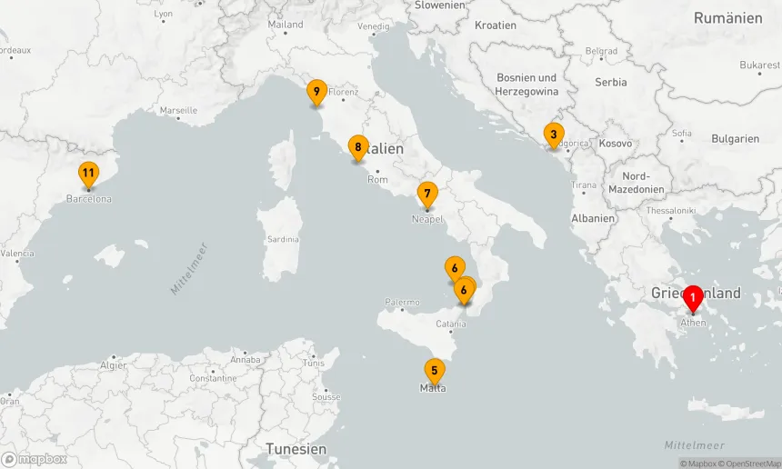 Route 10 Nächte - MEDITERRANE PRACHT: ITALIEN MIT ROM-ABENDAUFENTHALT